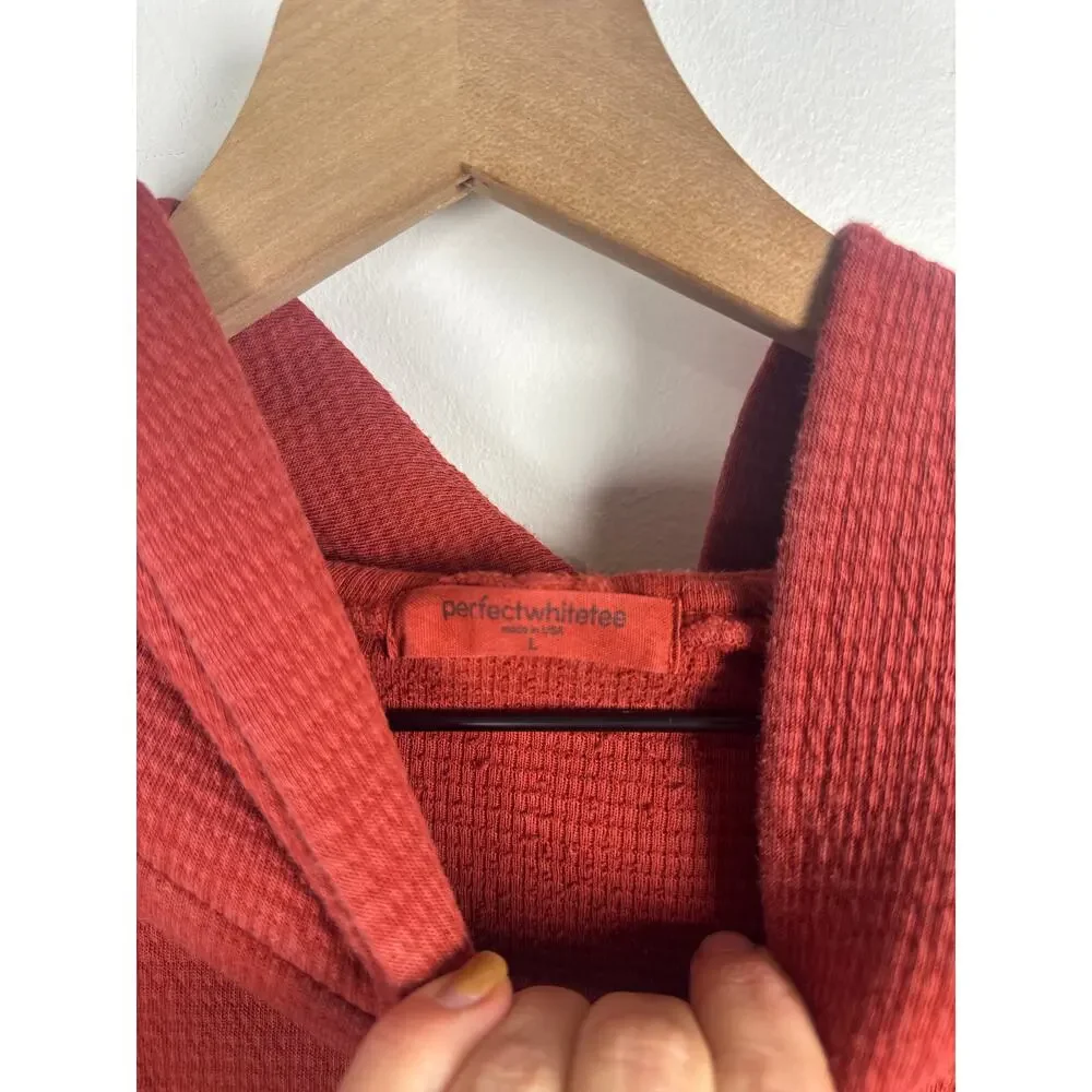 perfectwhitetee Azalia Waffle Hoodie in Red, Size Large - Picture 3 of 8